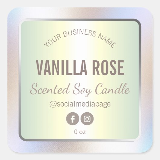 キャンドルラベルホログラフィック スクエアシール (正面)