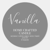 キャンドルラベルミニマリストグレーステッカー ラウンドシール (正面)