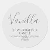 キャンドルラベルミニマリストグレーステッカー ラウンドシール (正面)