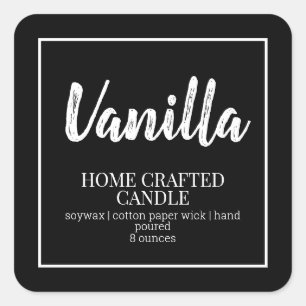 キャンドルラベルミニマリストブラックシール スクエアシール