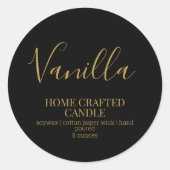 キャンドルラベルミニマリストブラック金ゴールドシール ラウンドシール (正面)