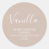 キャンドルラベルミニマリストベージュステッカー ラウンドシール (正面)