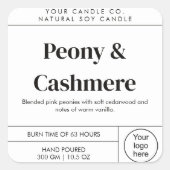 キャンドルラベルミニマルテンプレートカスタマイズ可能ラベル スクエアシール (正面)