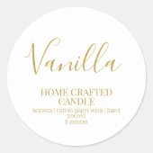 キャンドルラベルミニマル金ゴールドホワイトシール ラウンドシール (正面)