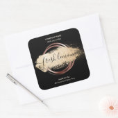 キャンドルラベルモダン白ミニマル大理石金ゴールド瓶 スクエアシール (封筒)