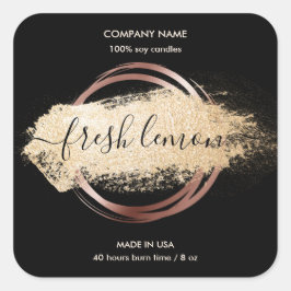 キャンドルラベルモダン白ミニマル大理石金ゴールド瓶 スクエアシール