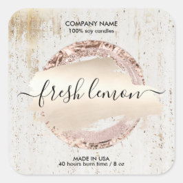 キャンドルラベルモダン白ミニマル大理石金ゴールド瓶 スクエアシール