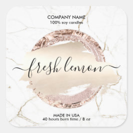 キャンドルラベルモダン白ミニマル大理石金ゴールド瓶 スクエアシール