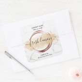 キャンドルラベルモダン白ミニマル大理石金ゴールド瓶 スクエアシール (封筒)