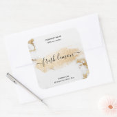 キャンドルラベルモダン白ミニマル大理石金ゴールド瓶 スクエアシール (封筒)