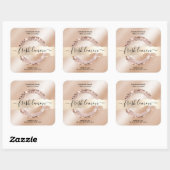 キャンドルラベルモダン赤面ピンクグリッター スクエアシール (シート)