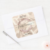 キャンドルラベルモダン赤面ピンクグリッター スクエアシール (封筒)