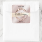 キャンドルラベルモダン赤面ピンクグリッター スクエアシール (バッグ)