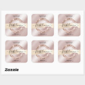 キャンドルラベルモダン赤面ピンクグリッター スクエアシール (シート)