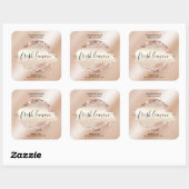 キャンドルラベルモダン赤面ピンクグリッター スクエアシール (シート)