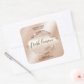 キャンドルラベルモダン赤面ピンクグリッター スクエアシール (封筒)