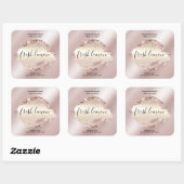 キャンドルラベルモダン赤面ピンクグリッター スクエアシール (シート)