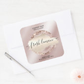 キャンドルラベルモダン赤面ピンクグリッター スクエアシール (封筒)