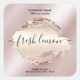 キャンドルラベルモダン赤面ピンクグリッター スクエアシール