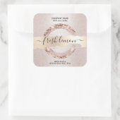 キャンドルラベルモダン赤面ピンクグリッター スクエアシール (バッグ)