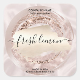 キャンドルラベルモダン赤面ピンクシルク スクエアシール