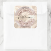 キャンドルラベルモダン赤面ピンクシルク スクエアシール (バッグ)