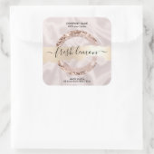 キャンドルラベルモダン赤面ピンクシルク スクエアシール (バッグ)