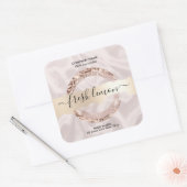 キャンドルラベルモダン赤面ピンクシルク スクエアシール (封筒)