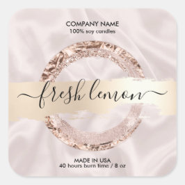 キャンドルラベルモダン赤面ピンクシルク スクエアシール