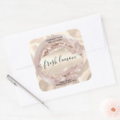 キャンドルラベルモダン赤面ピンクシルク スクエアシール (封筒)