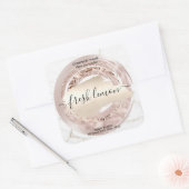 キャンドルラベルモダン赤面ピンク金ゴールド大理石 スクエアシール (封筒)