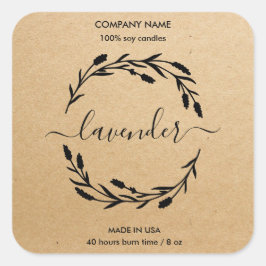 キャンドルラベル素朴ラベンダーリース瓶ラベル スクエアシール
