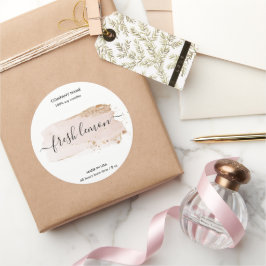 キャンドルラベル製品のサーモンピンクゴールド瓶ラベル ラウンドシール