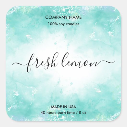 キャンドルラベル製品アクアブルーjarラベル スクエアシール (正面)