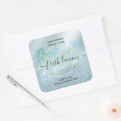 キャンドルラベル製品ラベルの青い水色 スクエアシール (封筒)