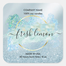 キャンドルラベル製品ラベルの青い水色 スクエアシール