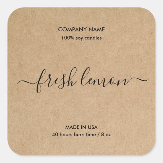 キャンドルラベル製品ラベルクラフト紙jarラベル スクエアシール (正面)