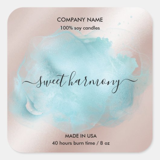 キャンドルラベル製品ラベルティール(緑がかった色)jarラベル スクエアシール (正面)