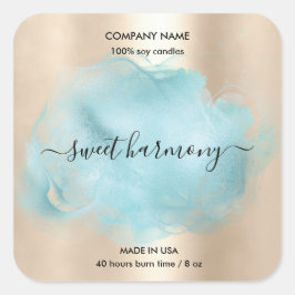 キャンドルラベル製品ラベルティール（緑がかった色）jarラベル スクエアシール