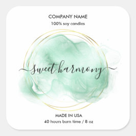 キャンドルラベル製品ラベルティール（緑がかった色）jarラベル スクエアシール