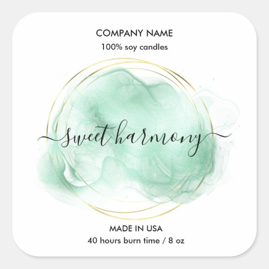 キャンドルラベル製品ラベルティール(緑がかった色)jarラベル スクエアシール (正面)