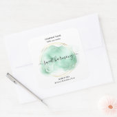 キャンドルラベル製品ラベルティール(緑がかった色)jarラベル スクエアシール (封筒)