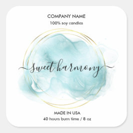 キャンドルラベル製品ラベルティール（緑がかった色）jarラベル スクエアシール