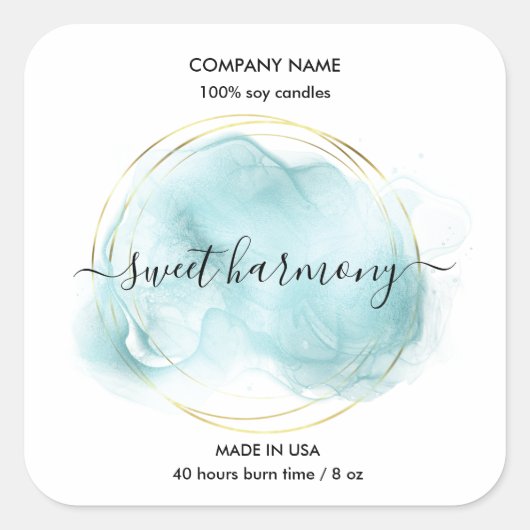 キャンドルラベル製品ラベルティール（緑がかった色）jarラベル スクエアシール (正面)