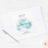 キャンドルラベル製品ラベルティール（緑がかった色）jarラベル スクエアシール (封筒)