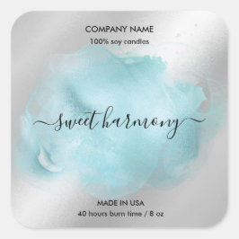 キャンドルラベル製品ラベルティール（緑がかった色）jarラベル スクエアシール