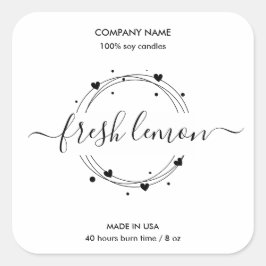 キャンドルラベル製品ラベルハートjarラベル スクエアシール