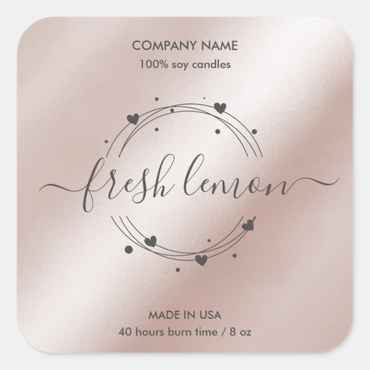 キャンドルラベル製品ラベルハートjarラベル スクエアシール (正面)