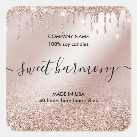 キャンドルラベル製品ラベルバラ金ゴールドjarラベル スクエアシール (正面)