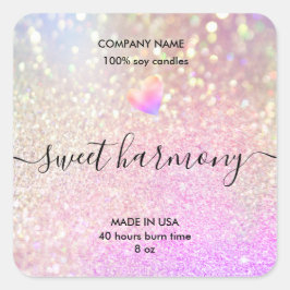 キャンドルラベル製品ラベルiridescent jarラベル スクエアシール